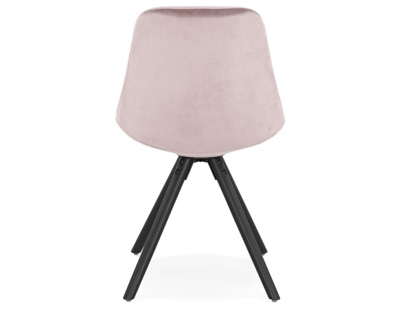 Chaise vintage RICKY en velours rose et pieds en bois noir