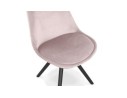 Chaise vintage RICKY en velours rose et pieds en bois noir