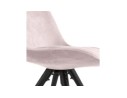 Chaise vintage RICKY en velours rose et pieds en bois noir