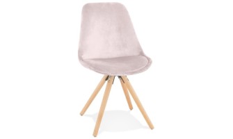 CH04440PINA 5404028318737 Chaise vintage RICKY en velours rose et pieds en bois naturel