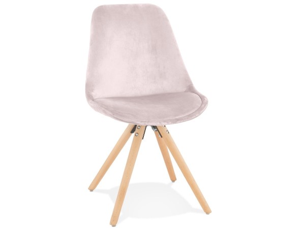 CH04440PINA 5404028318737 Chaise vintage RICKY en velours rose et pieds en bois naturel