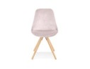 Chaise vintage RICKY en velours rose et pieds en bois naturel