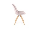 Chaise vintage RICKY en velours rose et pieds en bois naturel