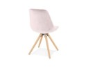 Chaise vintage RICKY en velours rose et pieds en bois naturel