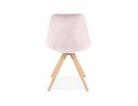 Chaise vintage RICKY en velours rose et pieds en bois naturel