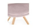 Chaise vintage RICKY en velours rose et pieds en bois naturel