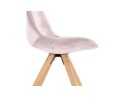 Chaise vintage RICKY en velours rose et pieds en bois naturel