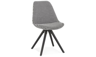 CH04450DIBL 5404028318751 Chaise vintage RICKY en tissu pied de poule et pieds en bois noir