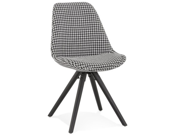 CH04450DIBL 5404028318751 Chaise vintage RICKY en tissu pied de poule et pieds en bois noir