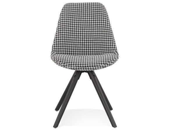 Chaise vintage RICKY en tissu pied de poule et pieds en bois noir
