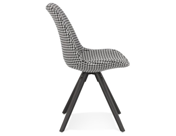 Chaise vintage RICKY en tissu pied de poule et pieds en bois noir