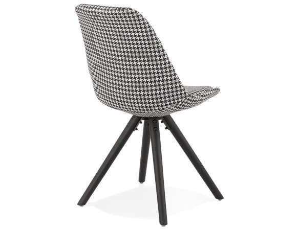 Chaise vintage RICKY en tissu pied de poule et pieds en bois noir