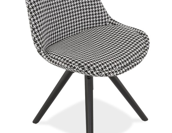 Chaise vintage RICKY en tissu pied de poule et pieds en bois noir