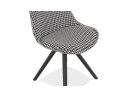 Chaise vintage RICKY en tissu pied de poule et pieds en bois noir