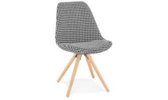 CH04460DINA 5404028318775 Chaise vintage RICKY en tissu pied de poule et pieds en bois naturel