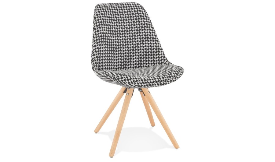 CH04460DINA 5404028318775 Chaise vintage RICKY en tissu pied de poule et pieds en bois naturel CH04460DINA 5404028318775 Chaise vintage RICKY en tissu pied de poule et pieds en bois naturel