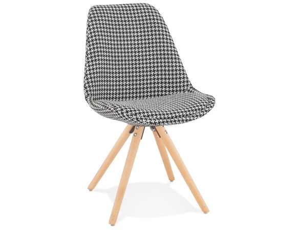 CH04460DINA 5404028318775 Chaise vintage RICKY en tissu pied de poule et pieds en bois naturel