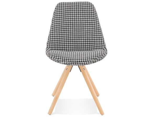 Chaise vintage RICKY en tissu pied de poule et pieds en bois naturel