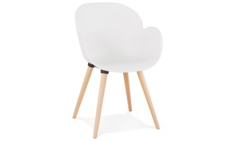 AC01440WH 5420072044118 Chaise design scandinave PICATA blanche avec pieds en bois