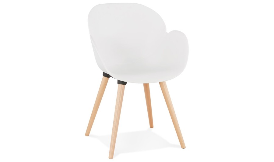 AC01440WH 5420072044118 Chaise design scandinave PICATA blanche avec pieds en bois AC01440WH 5420072044118 Chaise design scandinave PICATA blanche avec pieds en bois