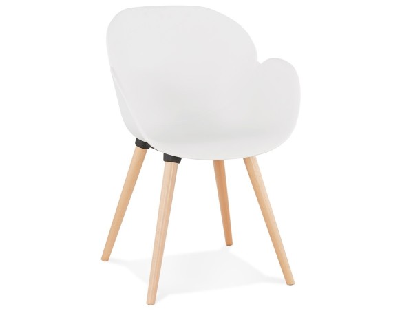 AC01440WH 5420072044118 Chaise design scandinave PICATA blanche avec pieds en bois