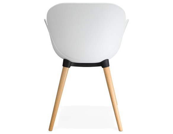 Chaise design scandinave PICATA blanche avec pieds en bois