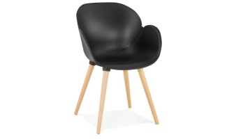 AC01450BL 5420072044132 Chaise design scandinave PICATA noire avec pieds en bois