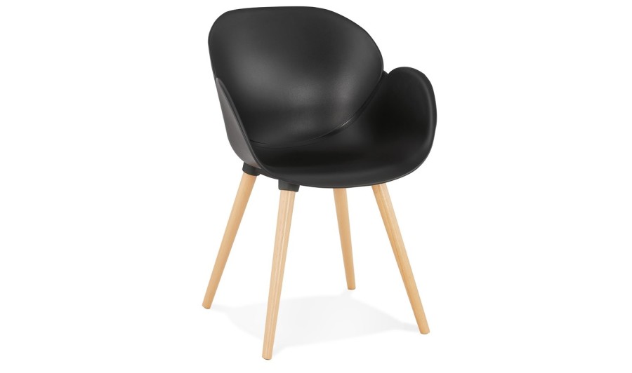 AC01450BL 5420072044132 Chaise design scandinave PICATA noire avec pieds en bois AC01450BL 5420072044132 Chaise design scandinave PICATA noire avec pieds en bois