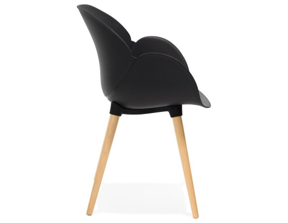Chaise design scandinave PICATA noire avec pieds en bois