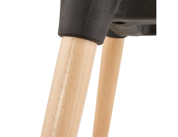 Chaise design scandinave PICATA noire avec pieds en bois