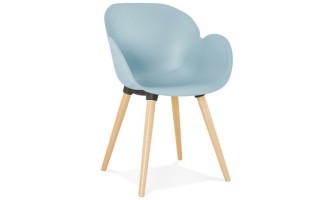 AC01780BU 5420072055237 Chaise design scandinave PICATA bleue avec pieds en bois