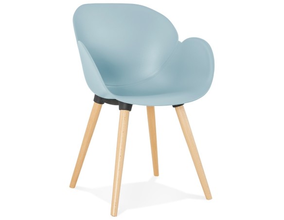 AC01780BU 5420072055237 Chaise design scandinave PICATA bleue avec pieds en bois