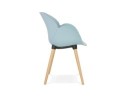Chaise design scandinave PICATA bleue avec pieds en bois