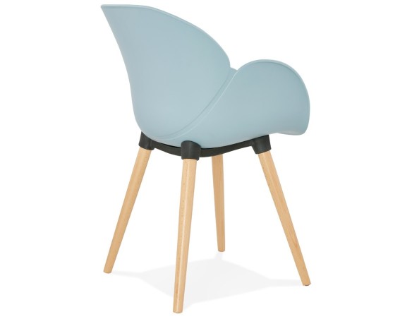 Chaise design scandinave PICATA bleue avec pieds en bois