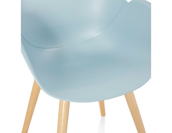 Chaise design scandinave PICATA bleue avec pieds en bois