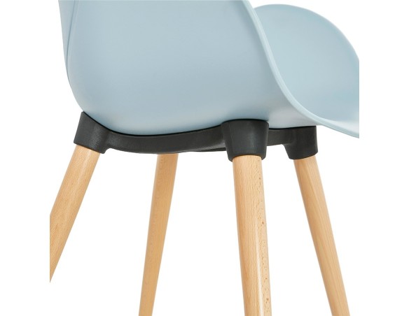 Chaise design scandinave PICATA bleue avec pieds en bois