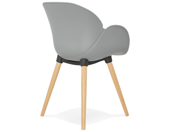 Chaise design scandinave PICATA grise avec pieds en bois