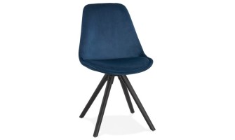 CH03010BUBL 5420072083469 Chaise vintage RICKY en velours bleu et pieds en bois noir