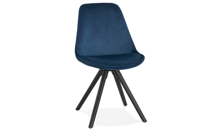 CH03010BUBL 5420072083469 Chaise vintage RICKY en velours bleu et pieds en bois noir CH03010BUBL 5420072083469 Chaise vintage RICKY en velours bleu et pieds en bois noir