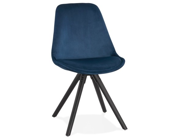 CH03010BUBL 5420072083469 Chaise vintage RICKY en velours bleu et pieds en bois noir