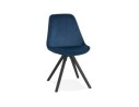 CH03010BUBL 5420072083469 Chaise vintage RICKY en velours bleu et pieds en bois noir