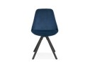Chaise vintage RICKY en velours bleu et pieds en bois noir