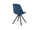 Chaise vintage RICKY en velours bleu et pieds en bois noir