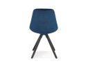 Chaise vintage RICKY en velours bleu et pieds en bois noir