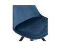 Chaise vintage RICKY en velours bleu et pieds en bois noir