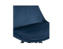 Chaise vintage RICKY en velours bleu et pieds en bois noir