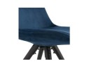 Chaise vintage RICKY en velours bleu et pieds en bois noir