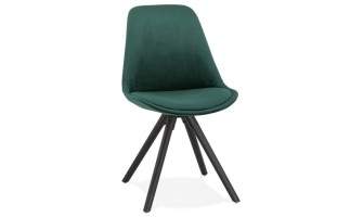 CH03020GEBL 5420072083483 Chaise vintage RICKY en velours vert et pieds en bois noir