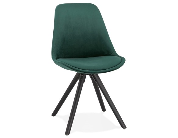 CH03020GEBL 5420072083483 Chaise vintage RICKY en velours vert et pieds en bois noir