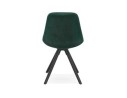 Chaise vintage RICKY en velours vert et pieds en bois noir